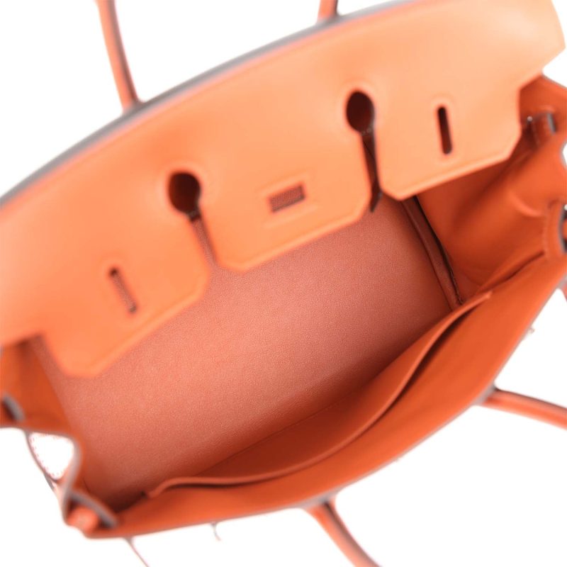 Hermes Quadrille Birkin 25 Sanguine Swift and Toile Palladium Hardware - Image 6