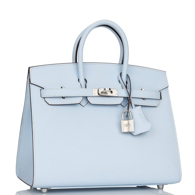 Hermes Birkin Sellier 25 Bleu Brume Epsom Palladium Hardware - Image 2
