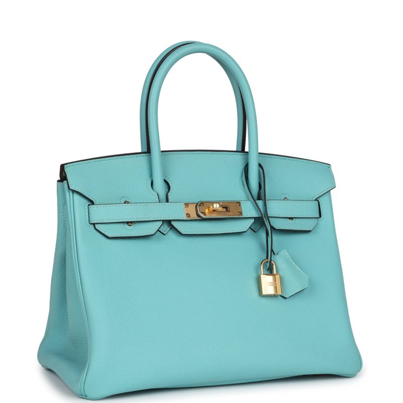 Hermes Birkin 30 Bleu Atoll Togo Gold Hardware - Image 2