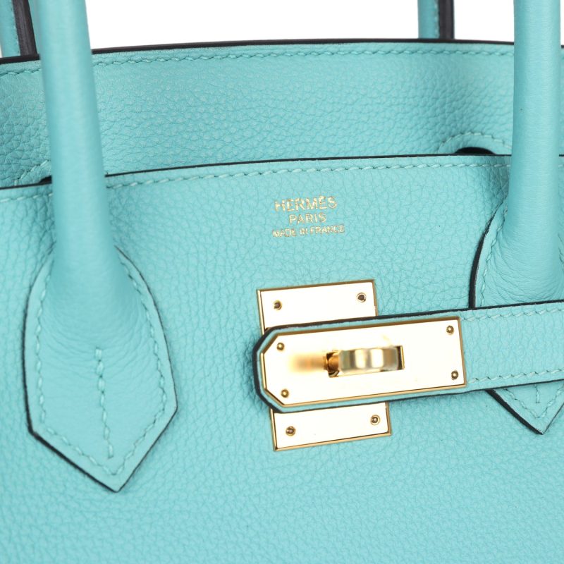 Hermes Birkin 30 Bleu Atoll Togo Gold Hardware - Image 6