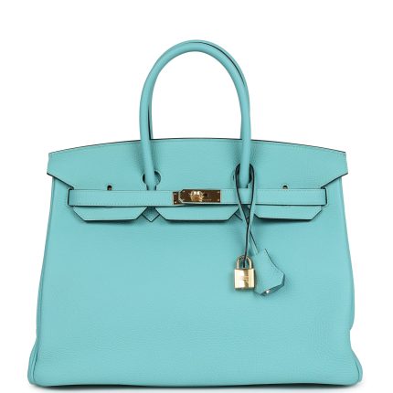 Hermes Birkin 35 Bleu Atoll Togo Gold Hardware