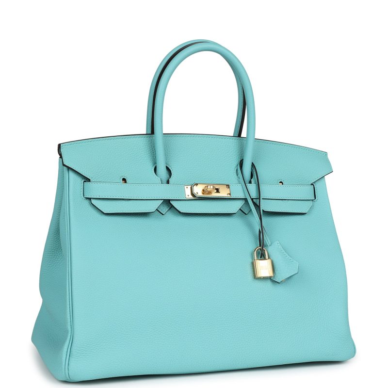 Hermes Birkin 35 Bleu Atoll Togo Gold Hardware - Image 2