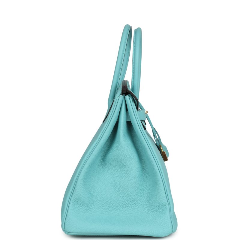 Hermes Birkin 35 Bleu Atoll Togo Gold Hardware - Image 3