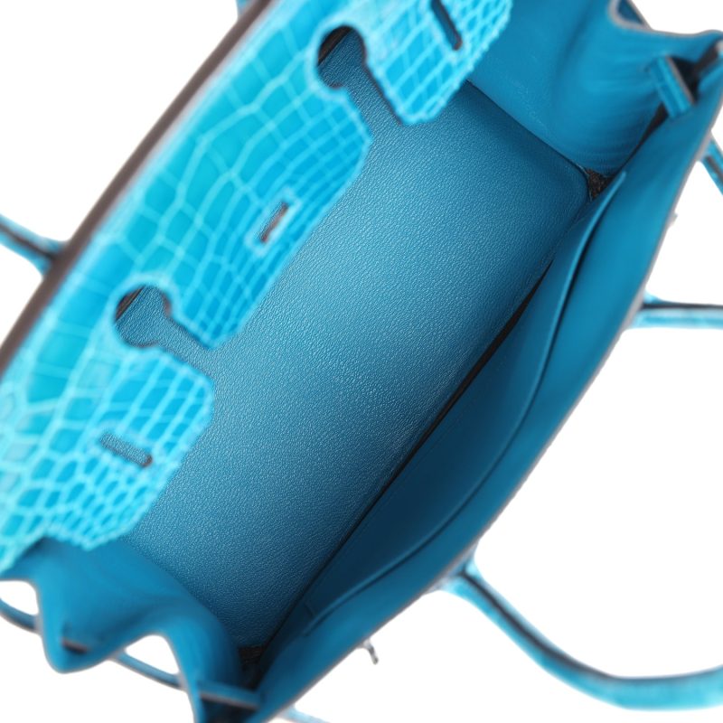 Hermes Birkin 30 Bleu Izmir Shiny Niloticus Crocodile Palladium Hardware - Image 7