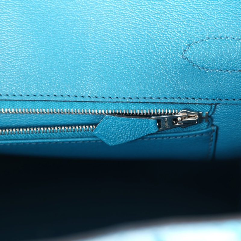 Hermes Birkin 30 Bleu Izmir Shiny Niloticus Crocodile Palladium Hardware - Image 8