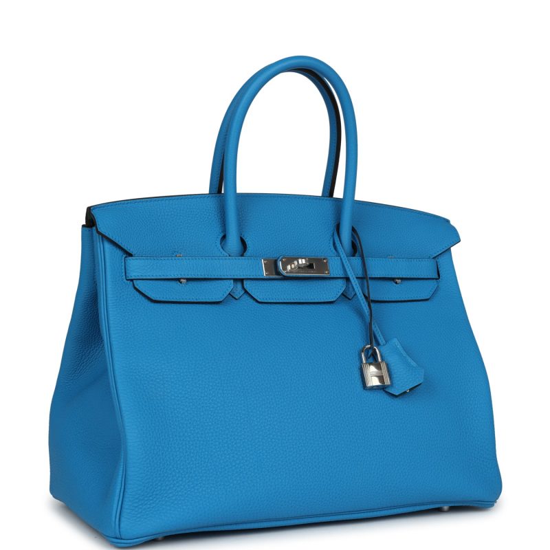 Hermes Birkin 35 Bleu Zanzibar Verso Togo Palladium Hardware - Image 2