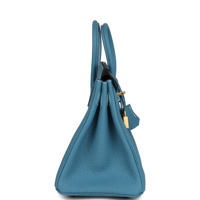 Hermes Birkin 25 Blue Jean Togo Gold Hardware - Image 3