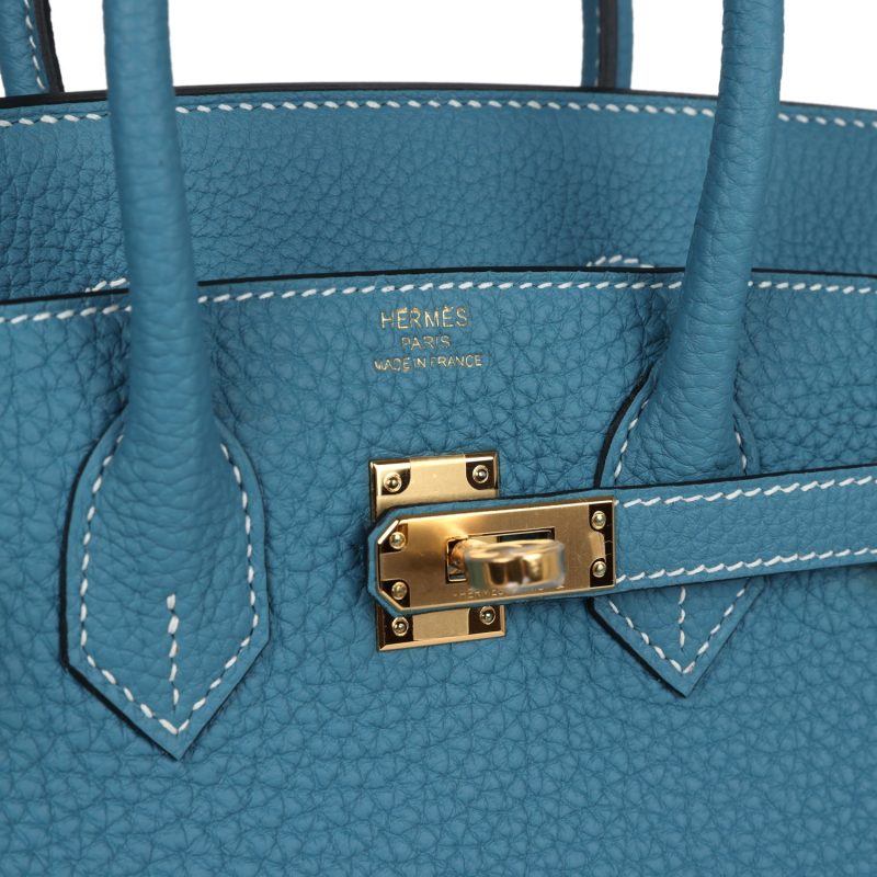 Hermes Birkin 25 Blue Jean Togo Gold Hardware - Image 6