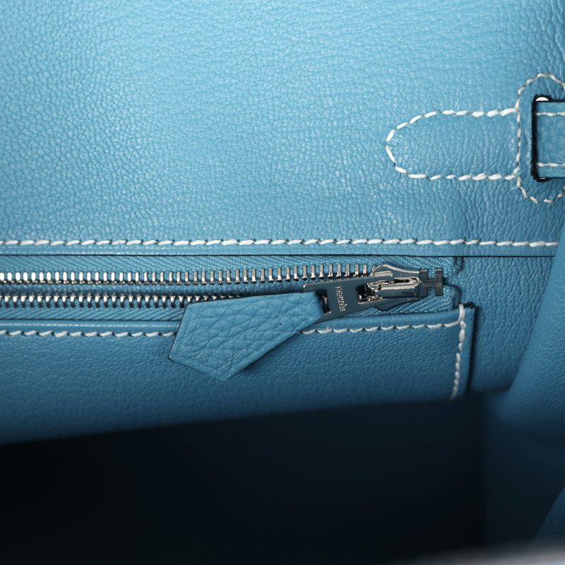 Hermes Birkin 25 Blue Jean Togo Palladium Hardware - Image 8