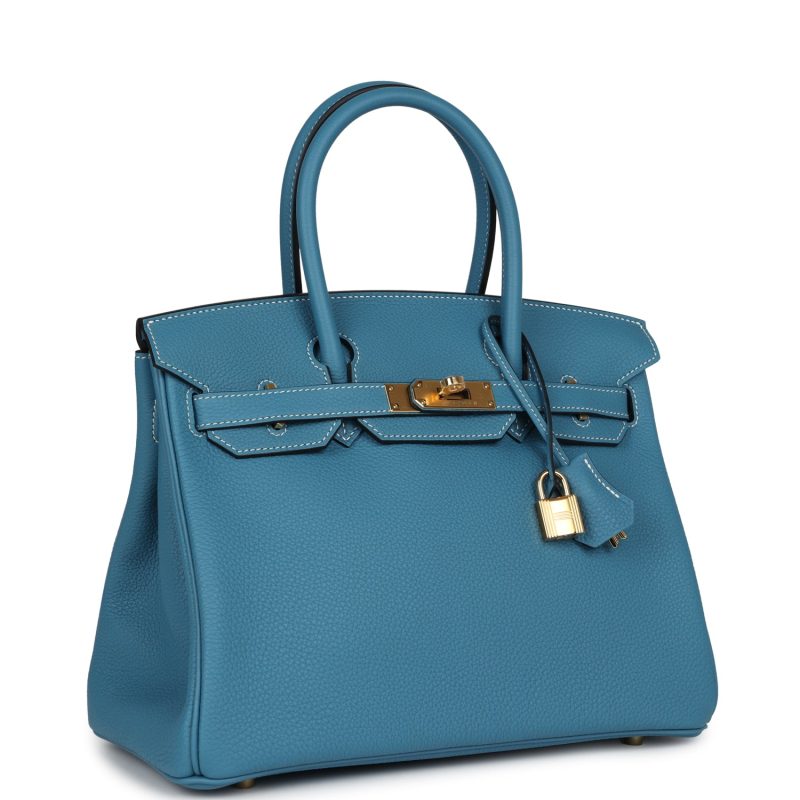 Hermes Birkin 30 Blue Jean Togo Gold Hardware - Image 2