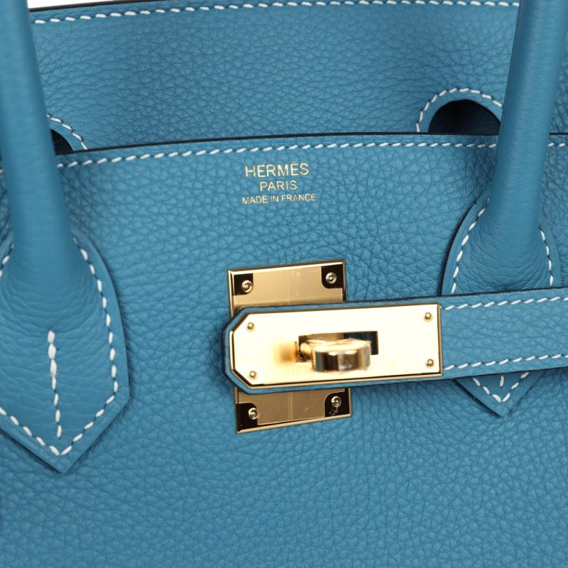 Hermes Birkin 30 Blue Jean Togo Gold Hardware - Image 6