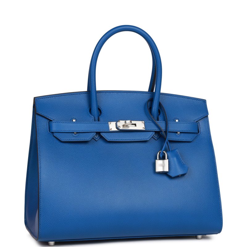 Hermes Birkin Sellier 30 Bleu France Epsom Palladium Hardware - Image 2