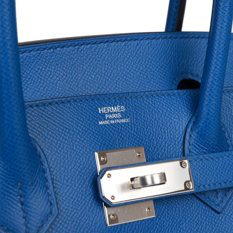 Hermes Birkin Sellier 30 Bleu France Epsom Palladium Hardware - Image 6