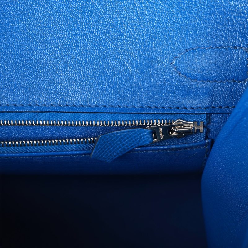 Hermes Birkin Sellier 30 Bleu France Epsom Palladium Hardware - Image 8