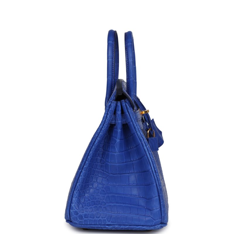 Hermes Birkin 25 Bleu Royal Matte Porosus Crocodile Gold Hardware - Image 3