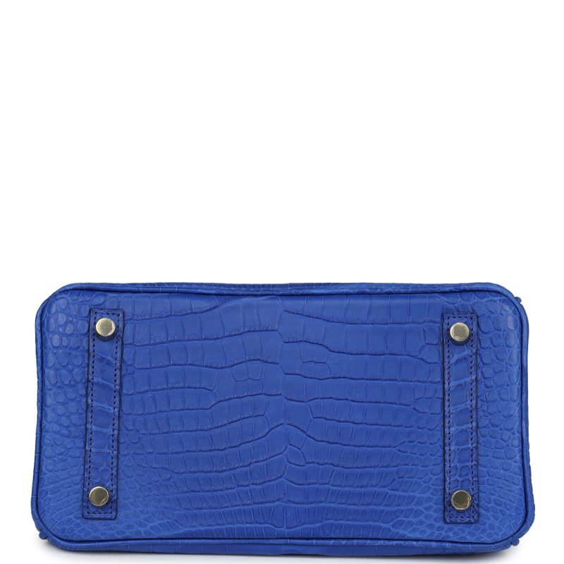 Hermes Birkin 25 Bleu Royal Matte Porosus Crocodile Gold Hardware - Image 5