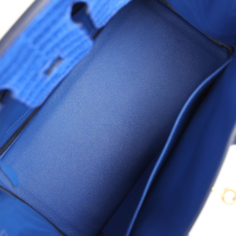 Hermes Birkin 25 Bleu Royal Matte Porosus Crocodile Gold Hardware - Image 7