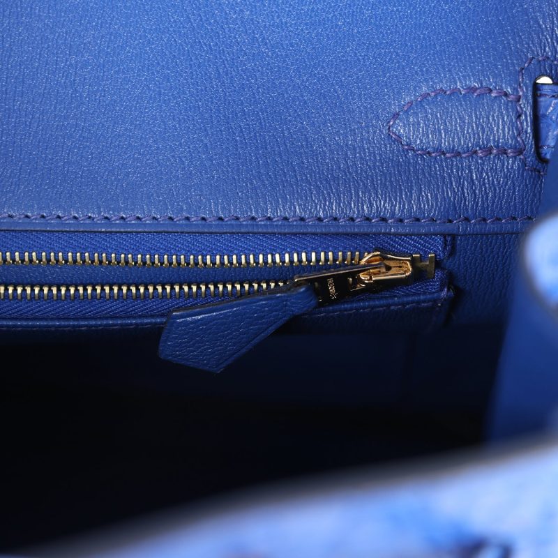 Hermes Birkin 25 Bleu Royal Matte Porosus Crocodile Gold Hardware - Image 8