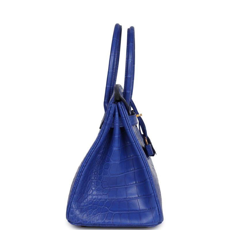 Hermes Birkin 30 Bleu Electric Matte Alligator Gold Hardware - Image 3