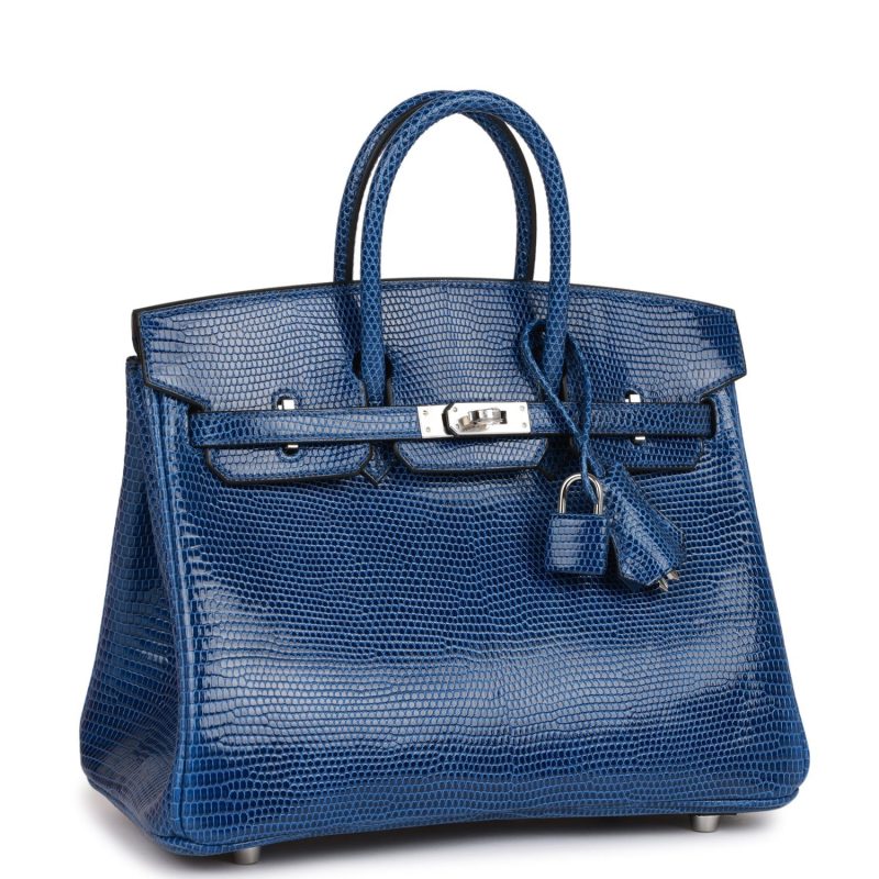Hermes Birkin 25 Bleu Saphir Lizard Palladium Hardware - Image 2