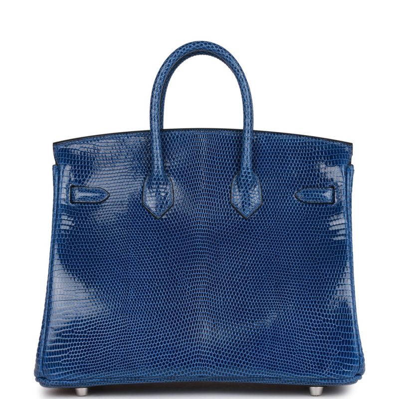 Hermes Birkin 25 Bleu Saphir Lizard Palladium Hardware - Image 4