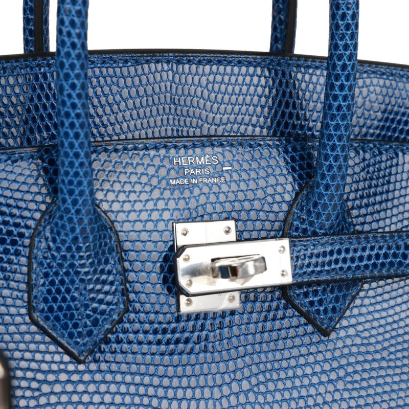 Hermes Birkin 25 Bleu Saphir Lizard Palladium Hardware - Image 6