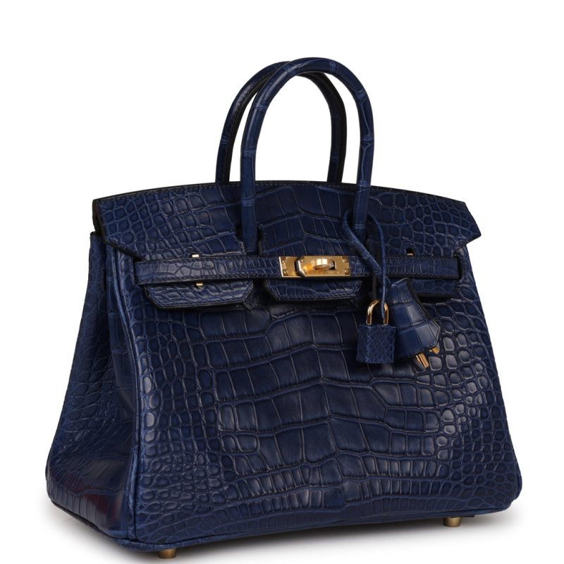 Hermes Birkin 25 Bleu Saphir Matte Alligator Gold Hardware - Image 2