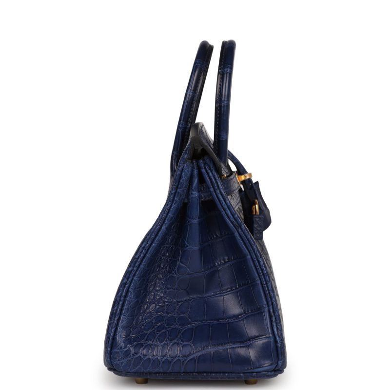 Hermes Birkin 25 Bleu Saphir Matte Alligator Gold Hardware - Image 3