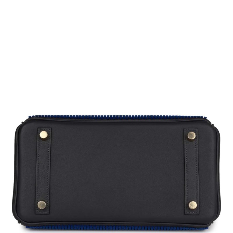 Hermes Birkin 25 Cote-a-Cote Tuffetage Bleu Saphir and Caban Swift Permabrass Hardware - Image 5