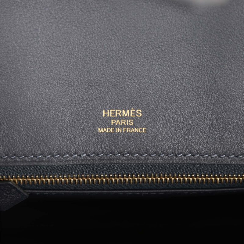 Hermes Birkin 25 Cote-a-Cote Tuffetage Bleu Saphir and Caban Swift Permabrass Hardware - Image 6