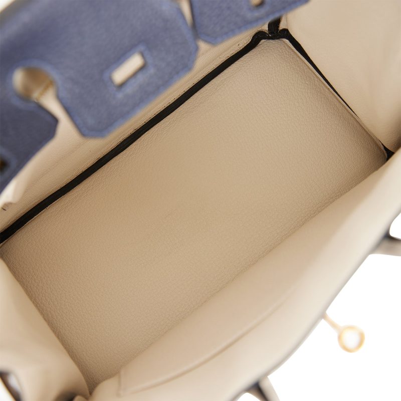 Hermes Special Order (HSS) Birkin 25 Bleu Nuit and Craie Togo Gold Hardware - Image 7