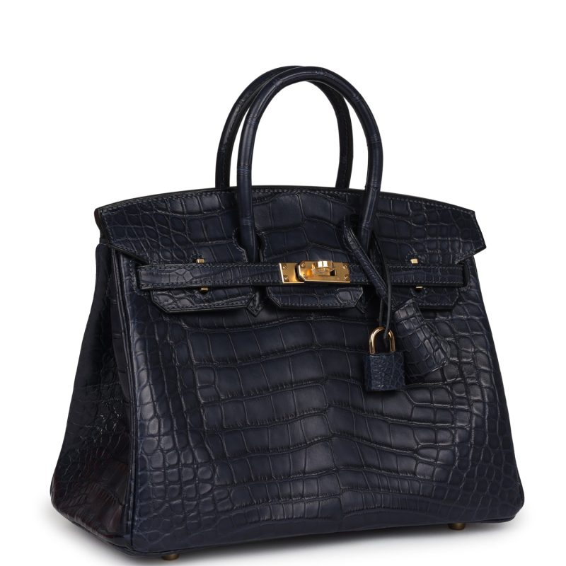 Hermes Birkin 25 Bleu Indigo Matte Alligator Gold Hardware - Image 2