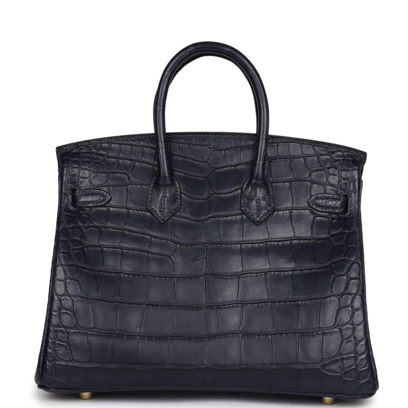 Hermes Birkin 25 Bleu Indigo Matte Alligator Gold Hardware - Image 4