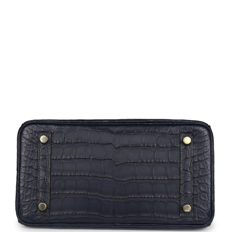 Hermes Birkin 25 Bleu Indigo Matte Alligator Gold Hardware - Image 5