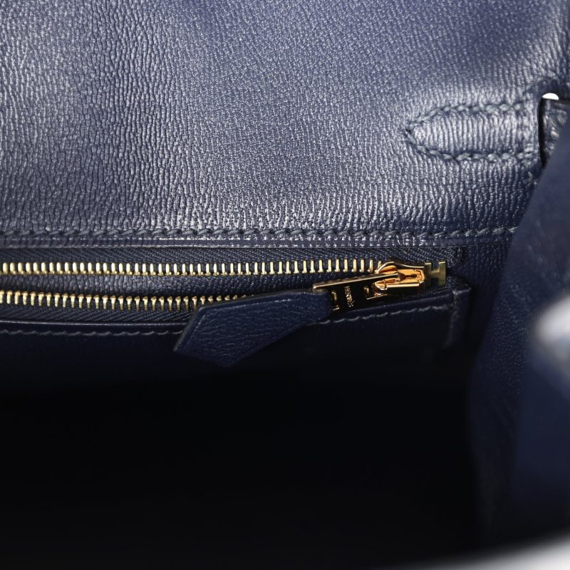 Hermes Birkin 25 Bleu Indigo Matte Alligator Gold Hardware - Image 7