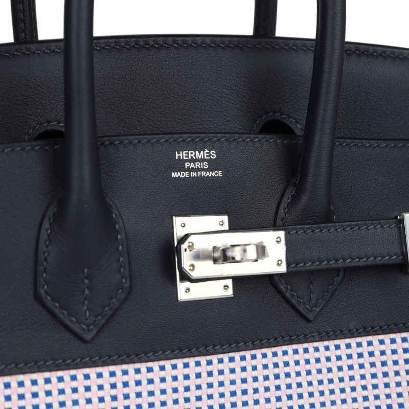 Hermes Birkin Quadrille 25 Caban Swift and Toile Palladium Hardware - Image 6