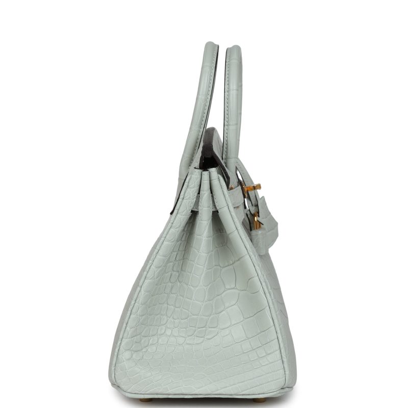 Hermes Birkin 25 Gris Neve Matte Alligator Gold Hardware - Image 3