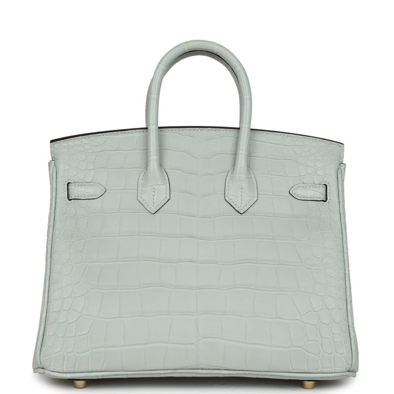 Hermes Birkin 25 Gris Neve Matte Alligator Gold Hardware - Image 4