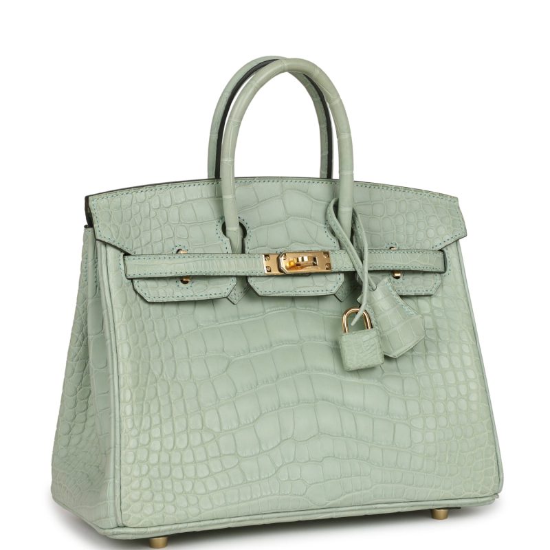 Hermes Birkin 25 Vert D’Eau Matte Alligator Gold Hardware - Image 2