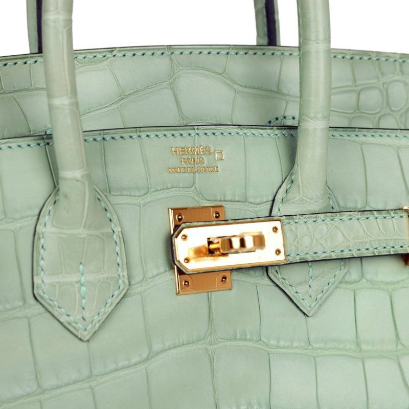 Hermes Birkin 25 Vert D’Eau Matte Alligator Gold Hardware - Image 6