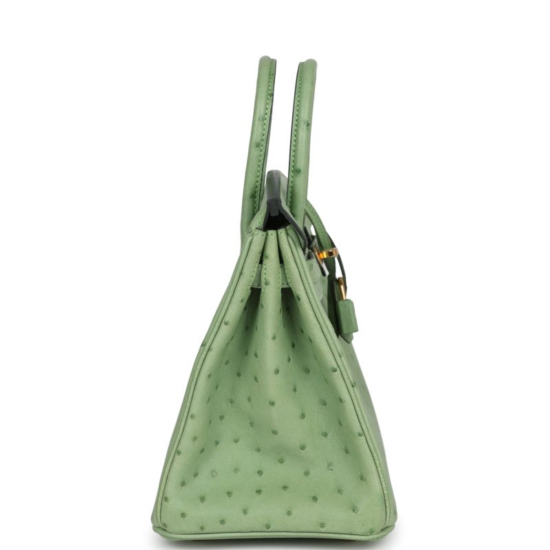 Hermes Birkin 25 Vert Criquet Ostrich Gold Hardware - Image 3