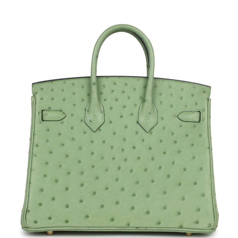 Hermes Birkin 25 Vert Criquet Ostrich Gold Hardware - Image 4