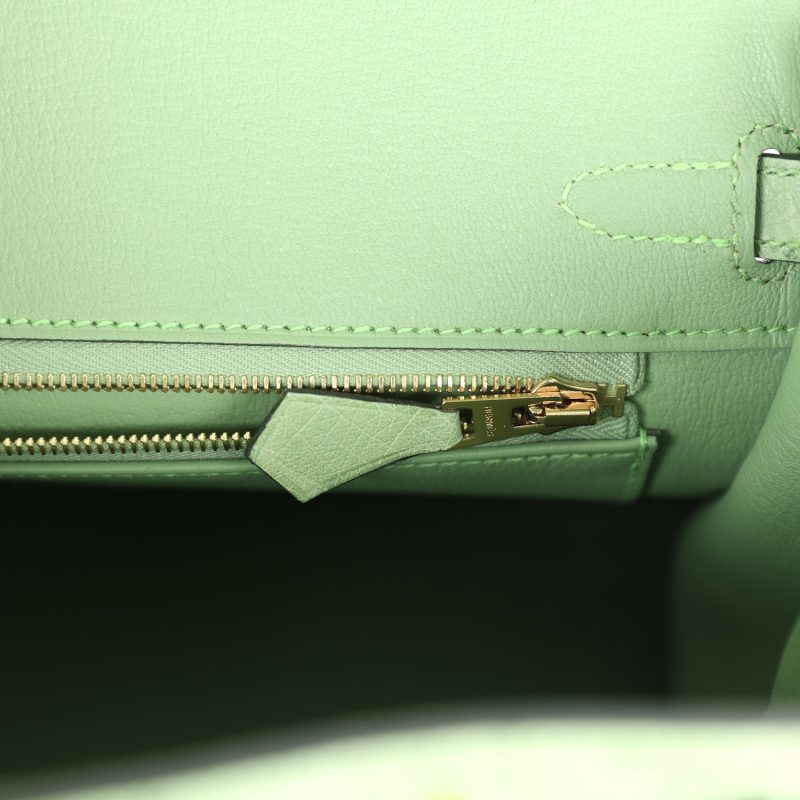 Hermes Birkin 25 Vert Criquet Ostrich Gold Hardware - Image 8