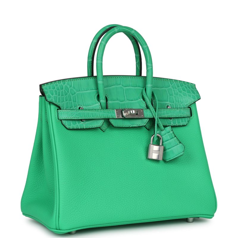Hermes Birkin 25 Vert Comics Togo and Matte Alligator Touch Palladium Hardware - Image 2