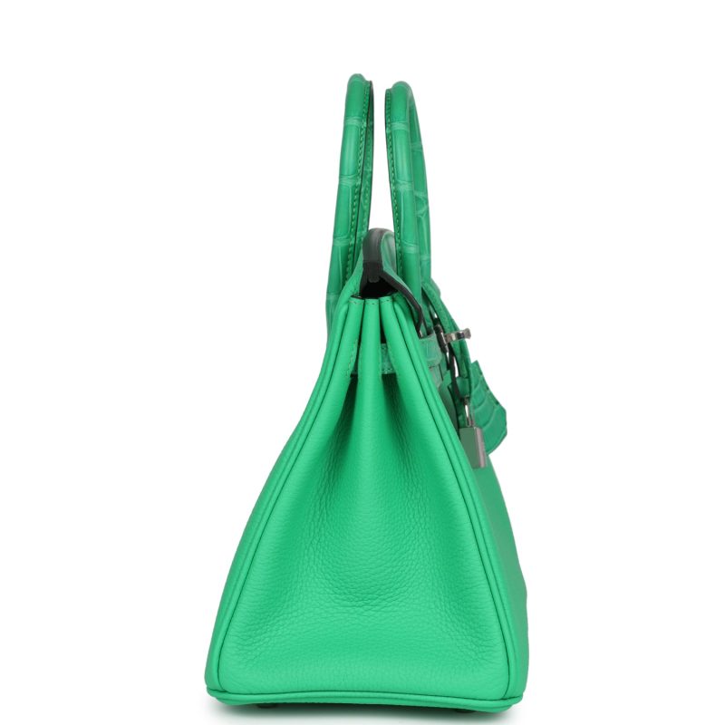 Hermes Birkin 25 Vert Comics Togo and Matte Alligator Touch Palladium Hardware - Image 3