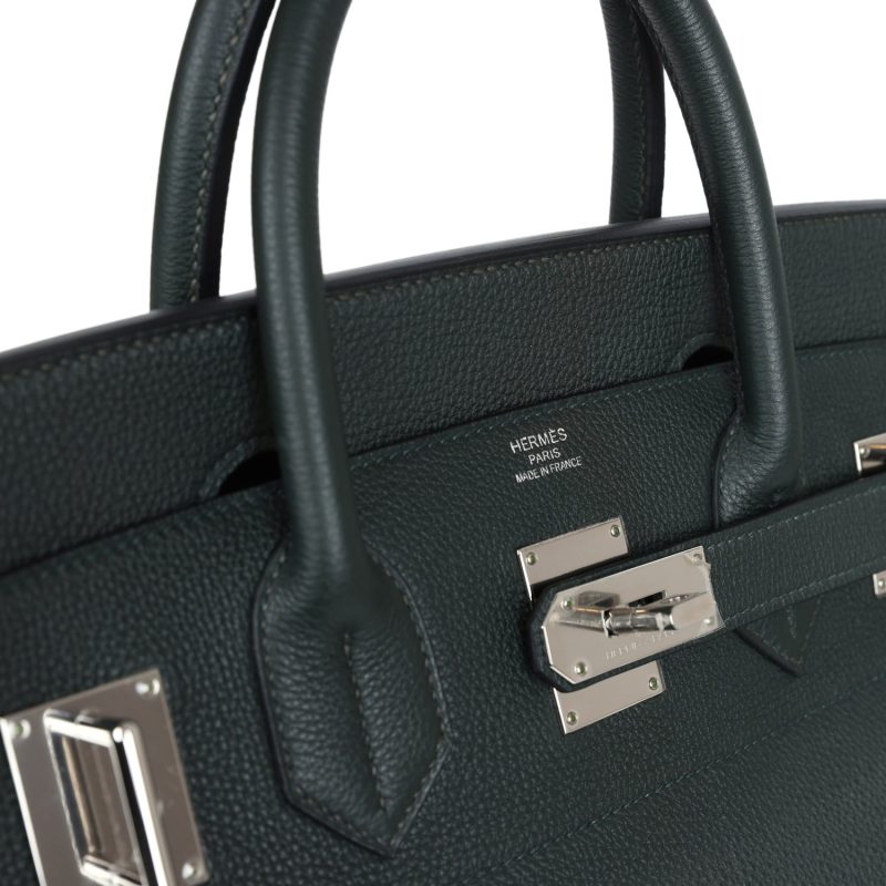 Hermes HAC Birkin 40 Vert Fonce Togo Palladium Hardware - Image 6