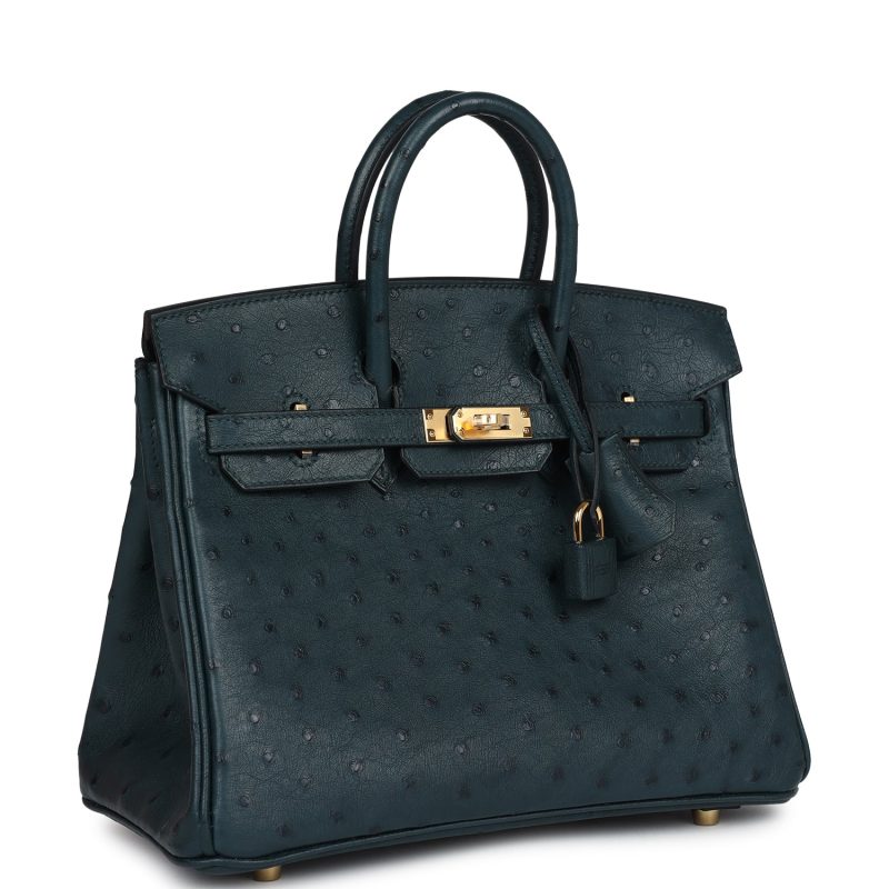 Hermes Birkin 25 Vert Cypres Ostrich Gold Hardware - Image 2