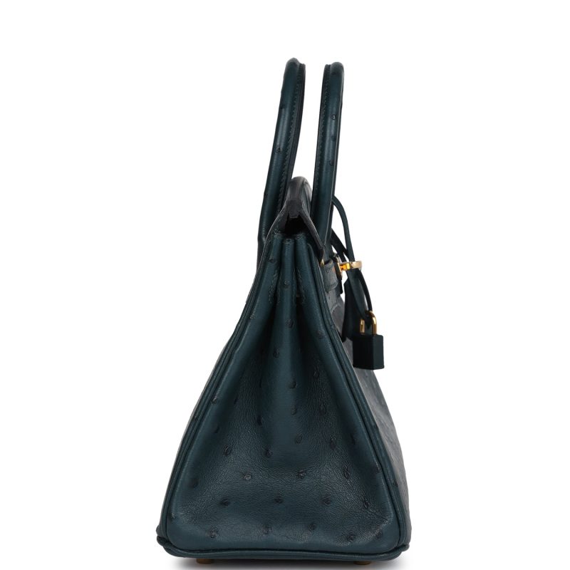 Hermes Birkin 25 Vert Cypres Ostrich Gold Hardware - Image 3