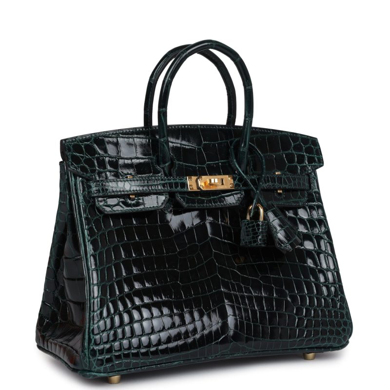 Hermes Birkin 25 Vert Cypress Shiny Niloticus Crocodile Gold Hardware - Image 2