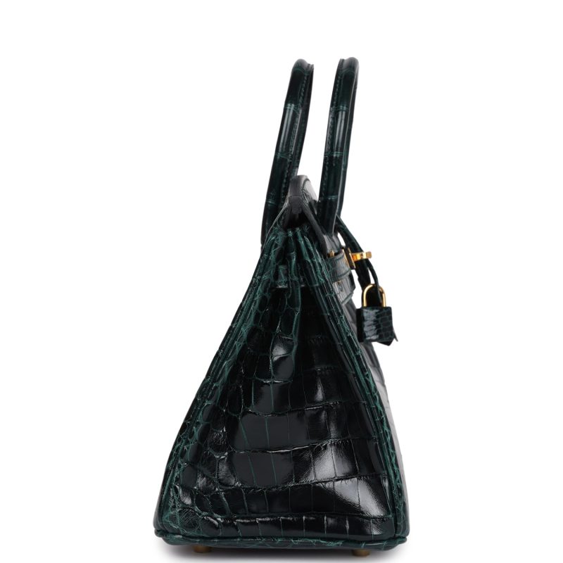 Hermes Birkin 25 Vert Cypress Shiny Niloticus Crocodile Gold Hardware - Image 3